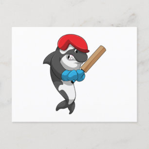 Carte Postale Baleine tueuse au cricket avec chauve-souris de cr