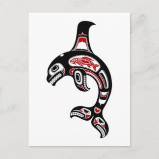 Carte Postale Baleine tueuse de l'esprit haïda rouge et noir