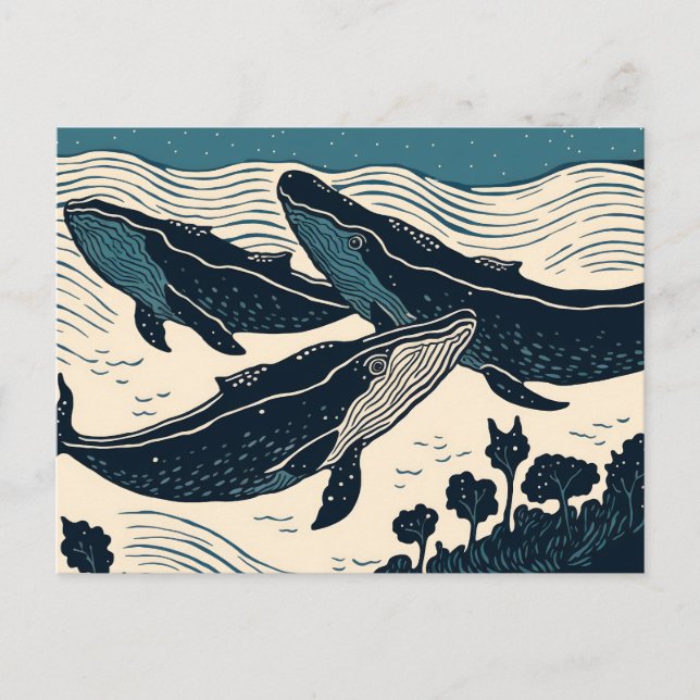Carte Postale Baleines Mer Océan Nouvelle-Écosse Voyage Camping (Devant)