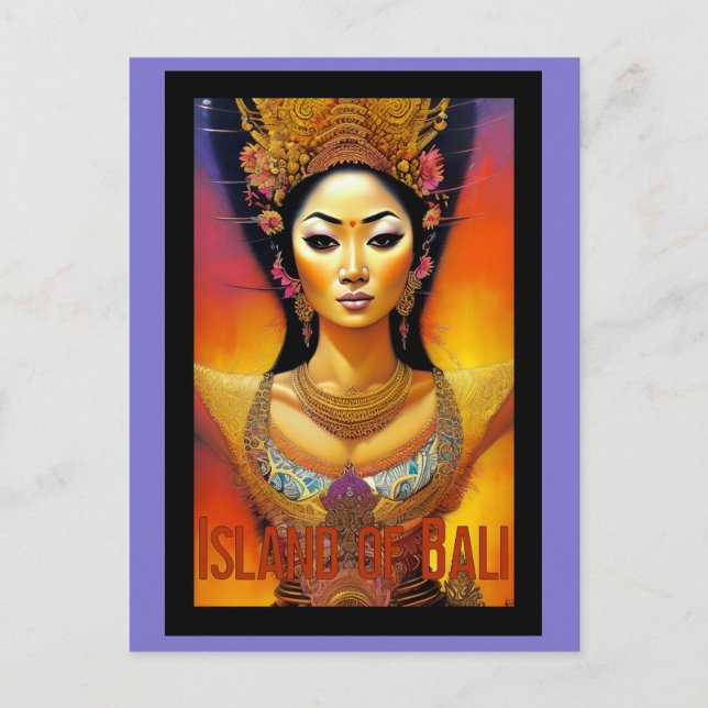 Carte Postale Bali Indonésie Femme Voyage coloré (Devant)