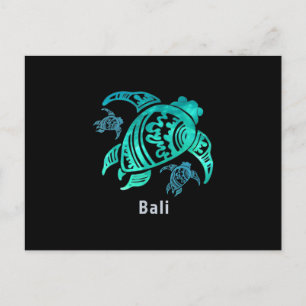 Carte Postale Bali Indonésie Tortue Tribale Bleue de mer