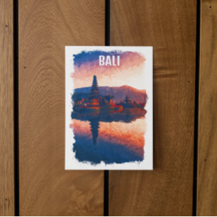 Carte Postale Bali Indonésie Ulun Danu Beratan Aquarelle