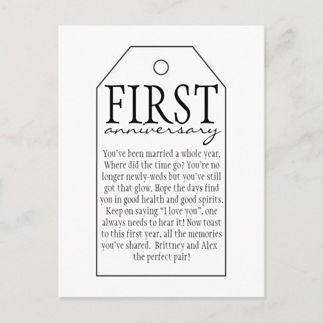 Carte Postale Balise cadeau pour bouteille de vin - Premier anni (Devant)