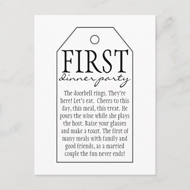 Carte Postale Balise cadeau pour bouteille de vin - Premier dîne (Devant)