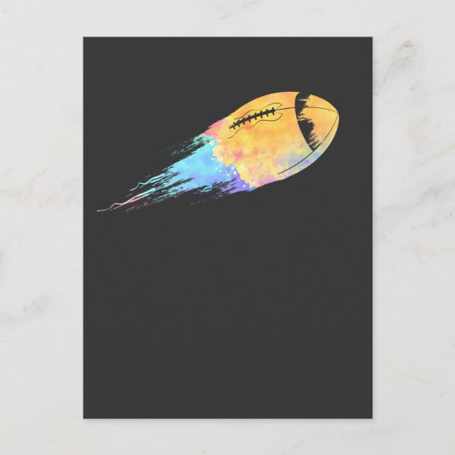 Carte Postale Balle de football américain couleurs splash (Devant)