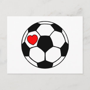 Carte Postale Balle de football (Coeur rouge)
