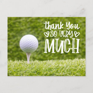 Carte Postale Balle de golf avec Merci beaucoup sur gazon vert