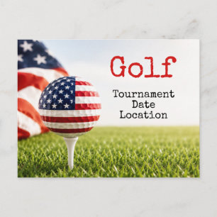 Carte Postale Balle de golf avec tournoi de golf du drapeau amér