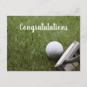Carte Postale Balle de golf et félicitations de putter