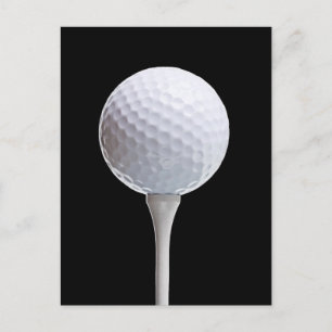 Carte Postale Balle de golf et tee sur fond noir - Modèle person