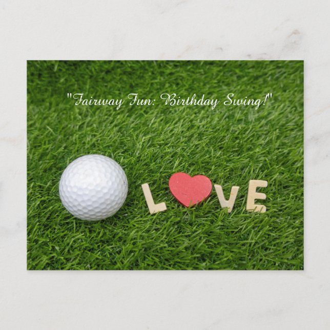 Carte Postale Balle de golf sur de l'herbe verte pour l'annivers (Devant)