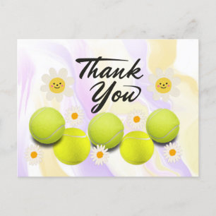 Carte Postale Balle de tennis avec fleur de marguerite blanche m