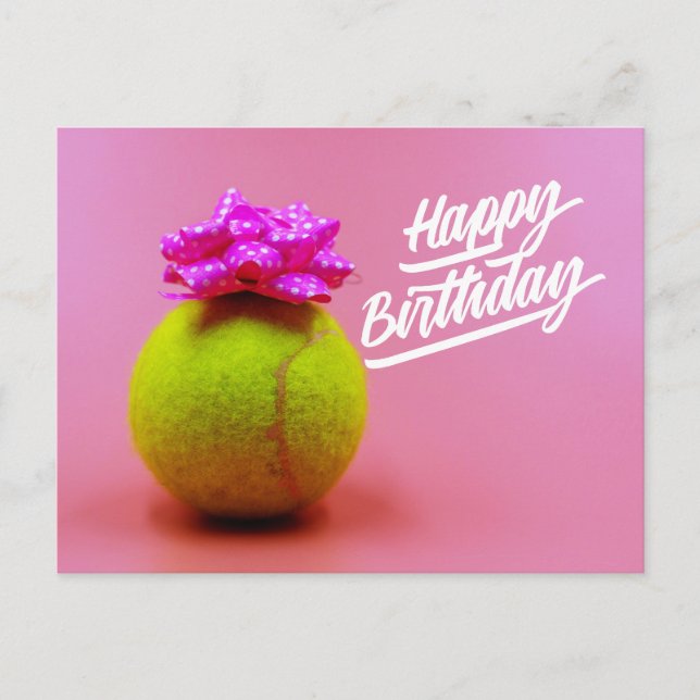 Carte Postale Balle de tennis avec le mot joyeux anniversaire su (Devant)