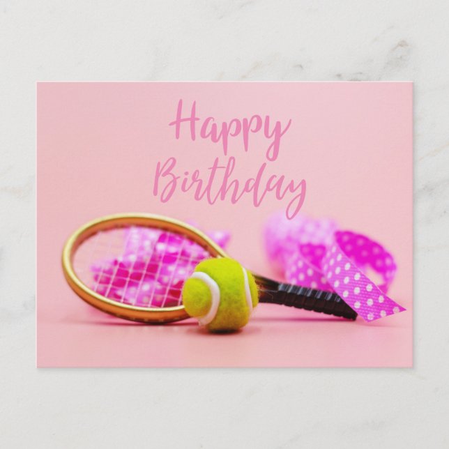 Carte Postale Balle de tennis avec raquette sur anniversaire pas (Devant)