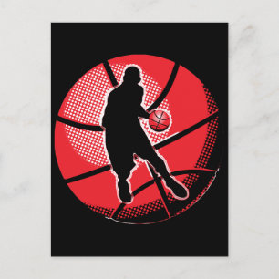 Carte Postale Balle du joueur de basketball rétro