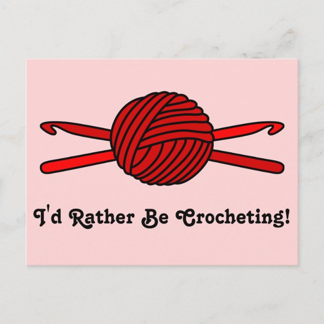 Carte Postale Balle rouge de fils et crochets de crochet (Arrièr (Devant)