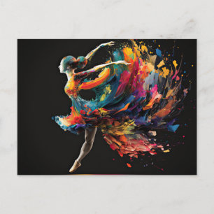 Carte Postale Ballerina à éclaboussure de couleur surréelle