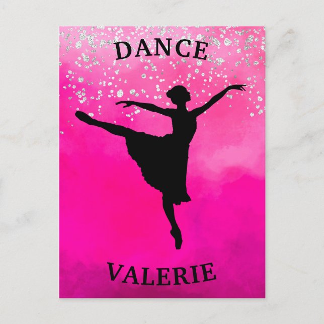 Carte Postale Ballerina Dance Pink Ombre Sparkle (Devant)