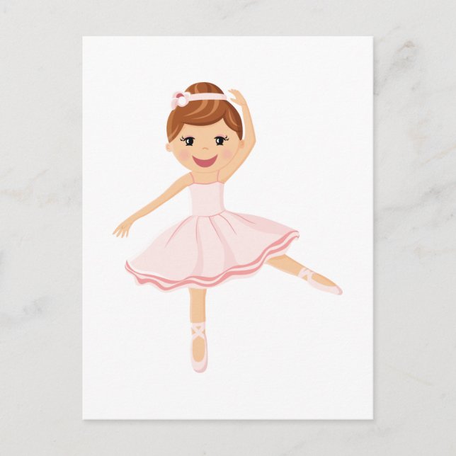 Carte Postale Ballerina Dancer avec cheveux bruns (Devant)