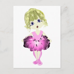Carte Postale Ballerina mignonne en tutu rose