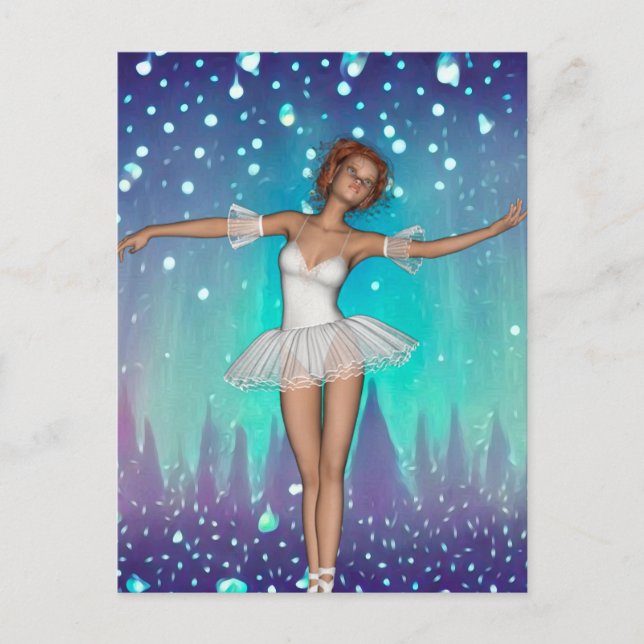 Carte Postale Ballerina Peint Perles & Arbres Turquoise Arrière  (Devant)