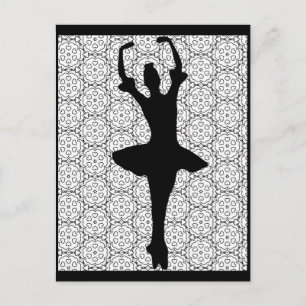 Carte Postale Ballerina Silhouette sur un arrière - plan Mandala