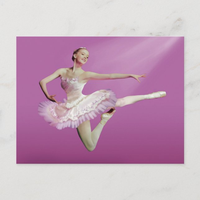 Carte Postale Ballerina sur rose (Devant)