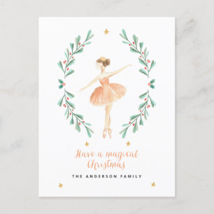 Carte Postale ballerine aquarelle botanique joli Noël