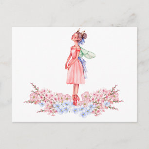 Carte Postale Ballerine dansant à l'aquarelle