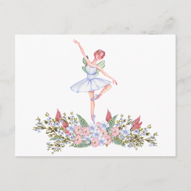 Carte Postale Ballerine de danse aquarelle (Devant)