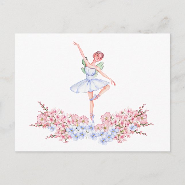 Carte Postale Ballerine de danse aquarelle (Devant)