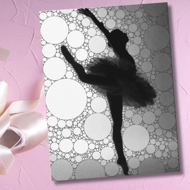 Carte Postale Ballet noir blanc Ballerina (Black White Dancing Ballerina Ballet Postcard)