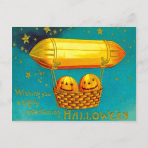 Carte Postale Ballon à air chaud citrouille Jack O' Lantern