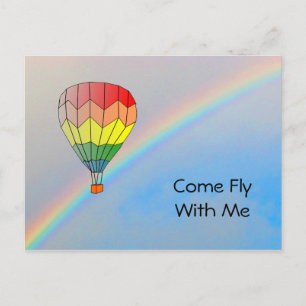 Carte postale - Ballon à air chaud et arc-en-ciel