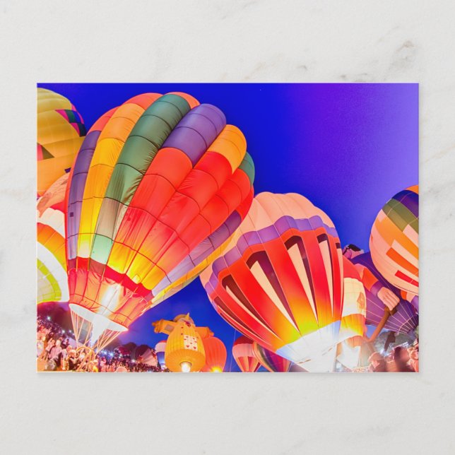 Carte Postale ballon à air chaud qui brille la nuit (Devant)
