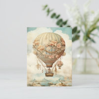 Ballon à air chaud vintage Steampunk Floral Blue (