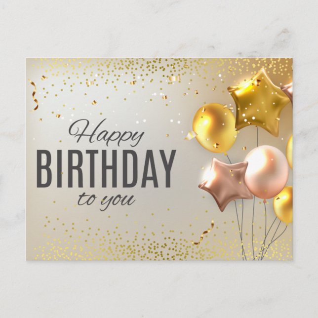 Carte Postale Ballon confetti joyeux anniversaire mignon (Devant)
