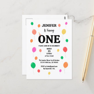 Carte Postale ballon d'anniversaire coloré joyeux