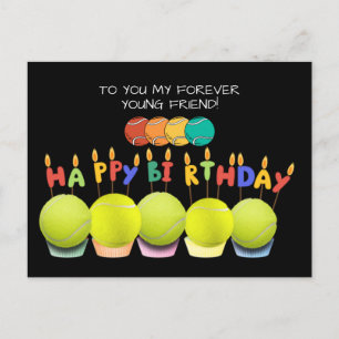 Carte Postale Ballon de tennis avec joyeux anniversaire    