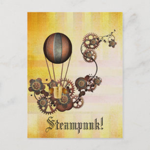 Carte Postale Ballon Steampunk Antique Jaune
