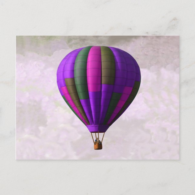 Carte Postale Ballons à air chaud violet et rose (Devant)