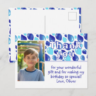 Carte Postale Ballons Bleus Cute Boy Photo Anniversaire Merci