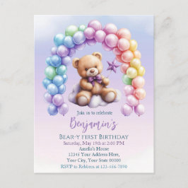 Carte Postale Ballons colorés pour le 1er anniversaire de Nounou