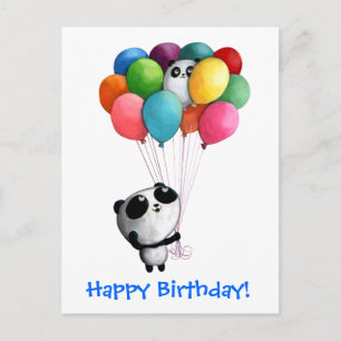 Carte Postale Ballons d'anniversaire Panda Bear