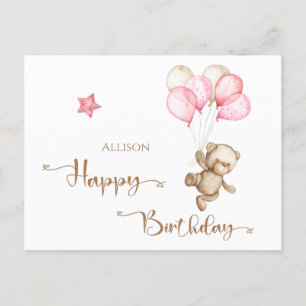 Carte postale Ballons d'aquarelle d'anniversaire h