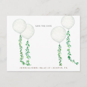 Carte Postale Ballons d'aquarelle décorés de branches vertes