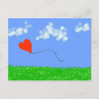 Carte Postale Ballons de coeur heureux