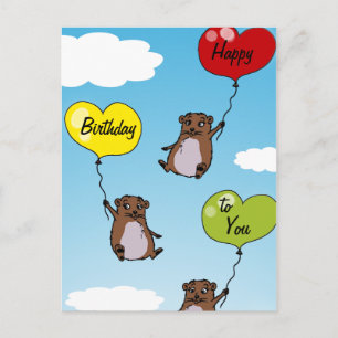 Carte Postale Ballons de hamster, Joyeux anniversaire pour vous