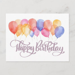 Carte Postale Ballons de Joyeux Anniversaire Aquarelle Vacances