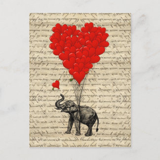 Carte Postale Ballons éléphants et en forme de coeur